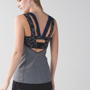 Lululemon super sport tank parallel stripe heather slate black cheetah print 4